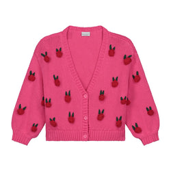 ROSIE FLOWER KNITTED CARDIGAN SWEET PINK