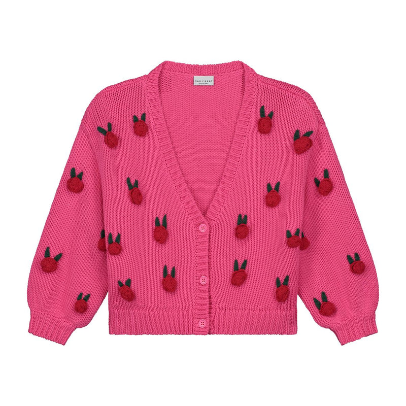 ROSIE FLOWER KNITTED CARDIGAN SWEET PINK