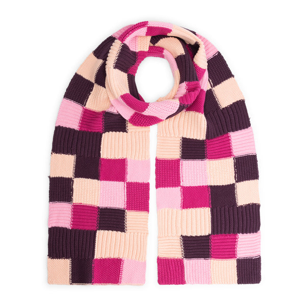 PATCHY PINK KNITTED SCARF