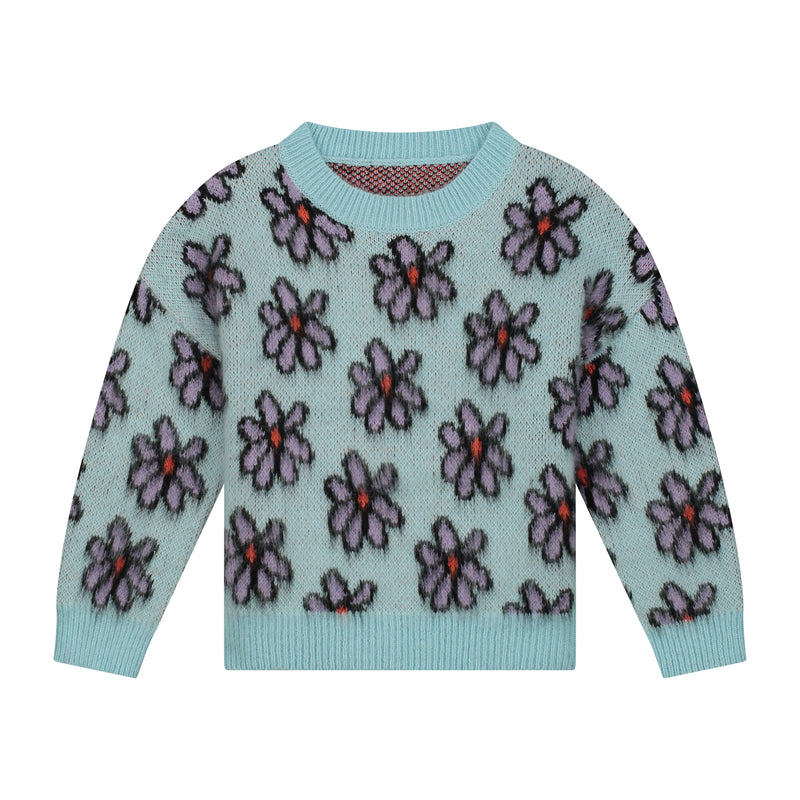 FLUFFY FLOWER KNITTED SWEATER