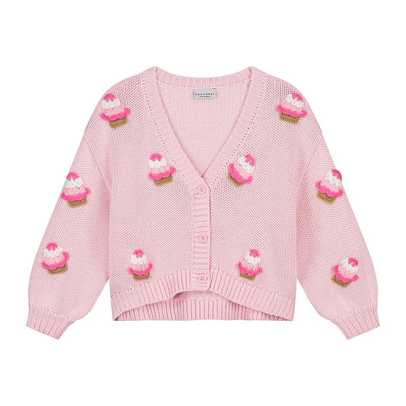 POOKIE CUPCAKE KNITTED CARDIGAN PINK