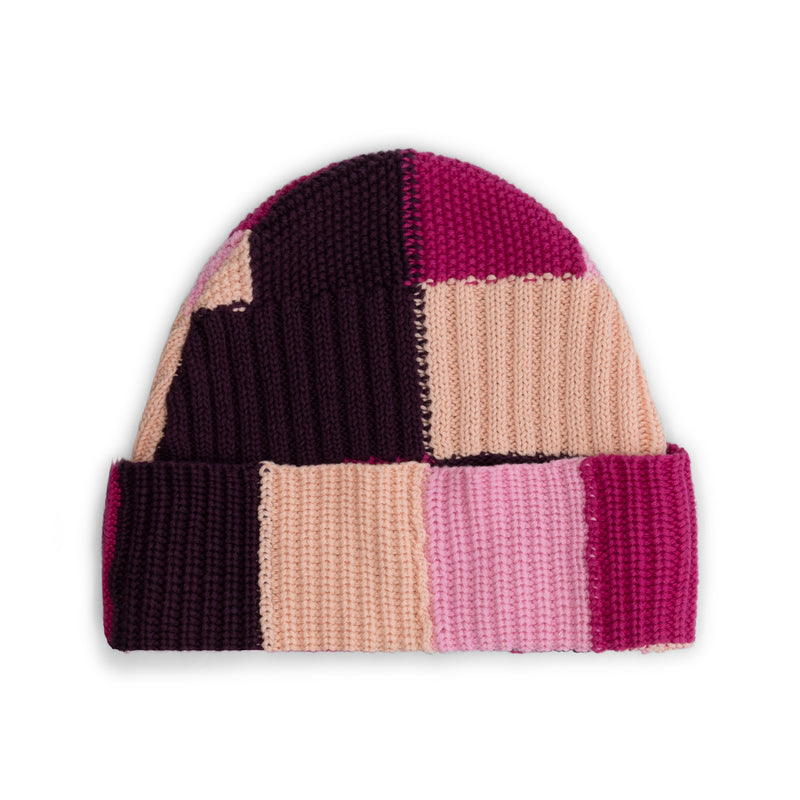 PATCHY PINK KNITTED HAT