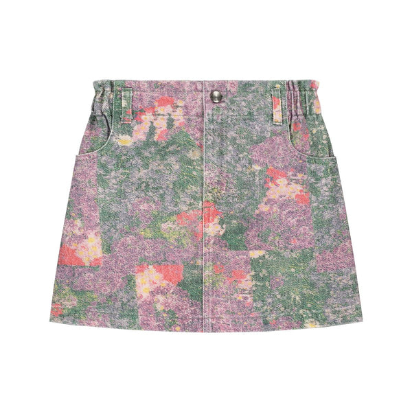 CHEECKY FLOWER DENIM SKIRT POPPY