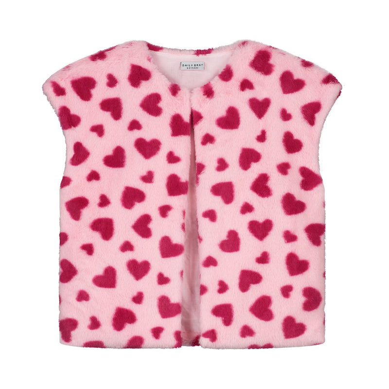 HEART CRUSH TEDDY VEST SOFT PINK