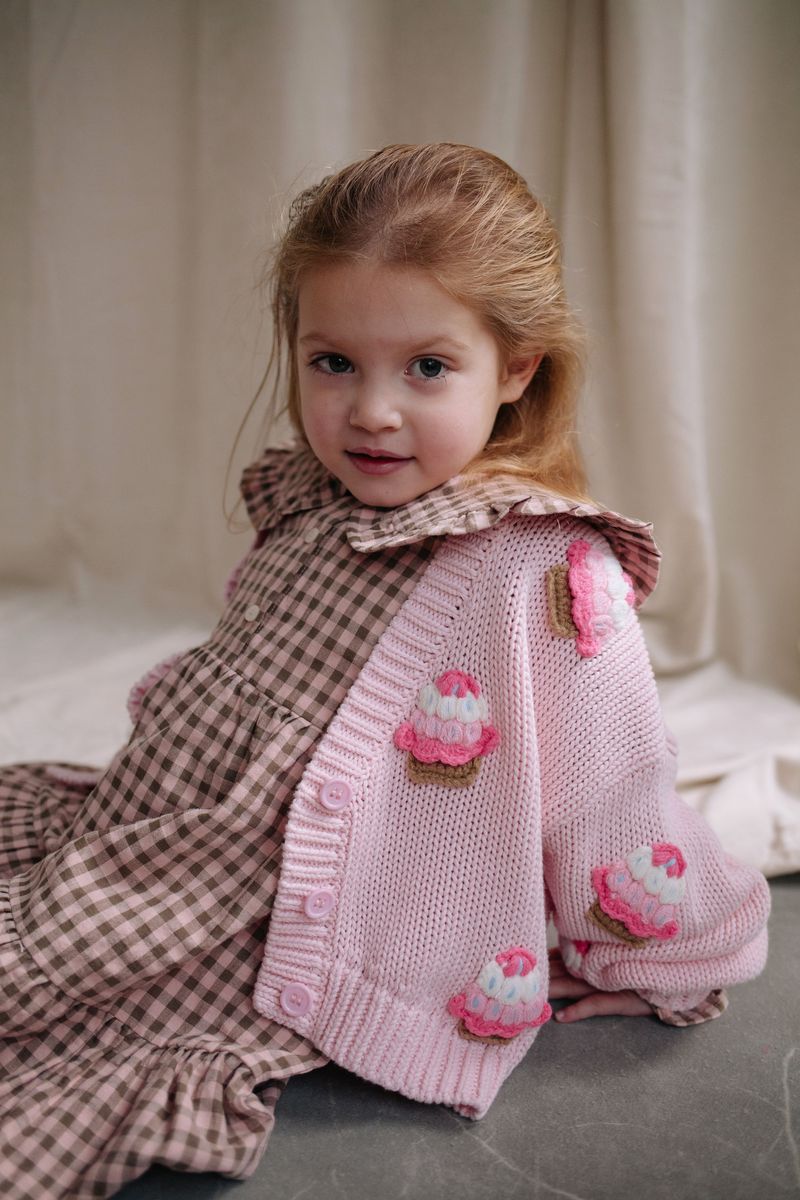 POOKIE CUPCAKE KNITTED CARDIGAN PINK