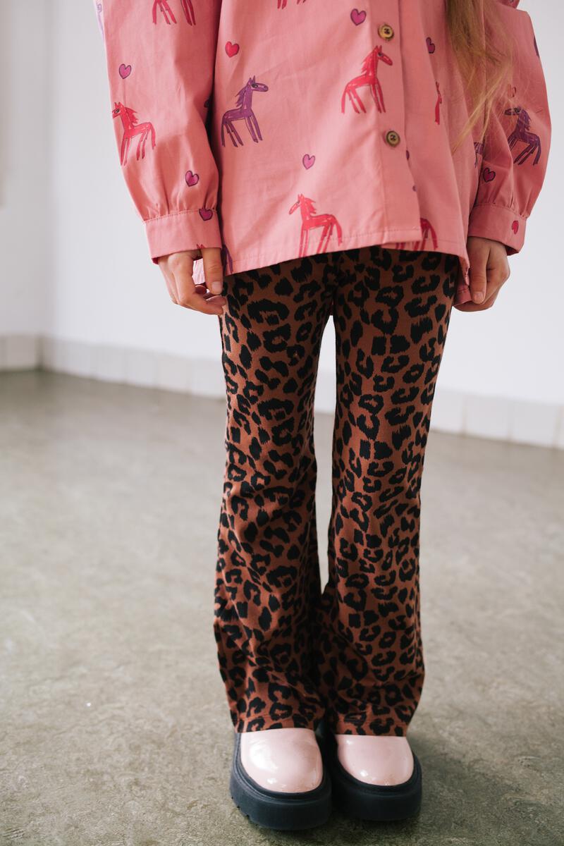 LEOPARD FLARED PANTS HICKORY BROWN