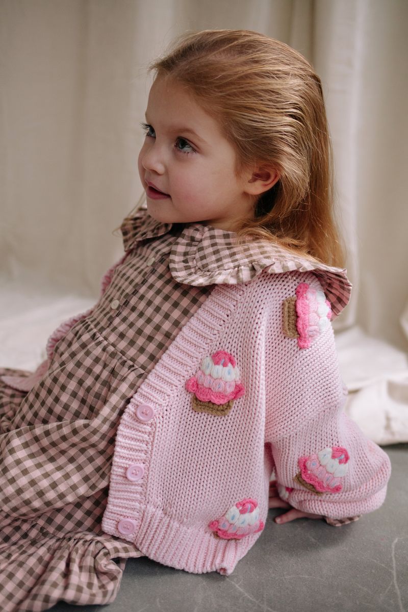 POOKIE CUPCAKE KNITTED CARDIGAN PINK