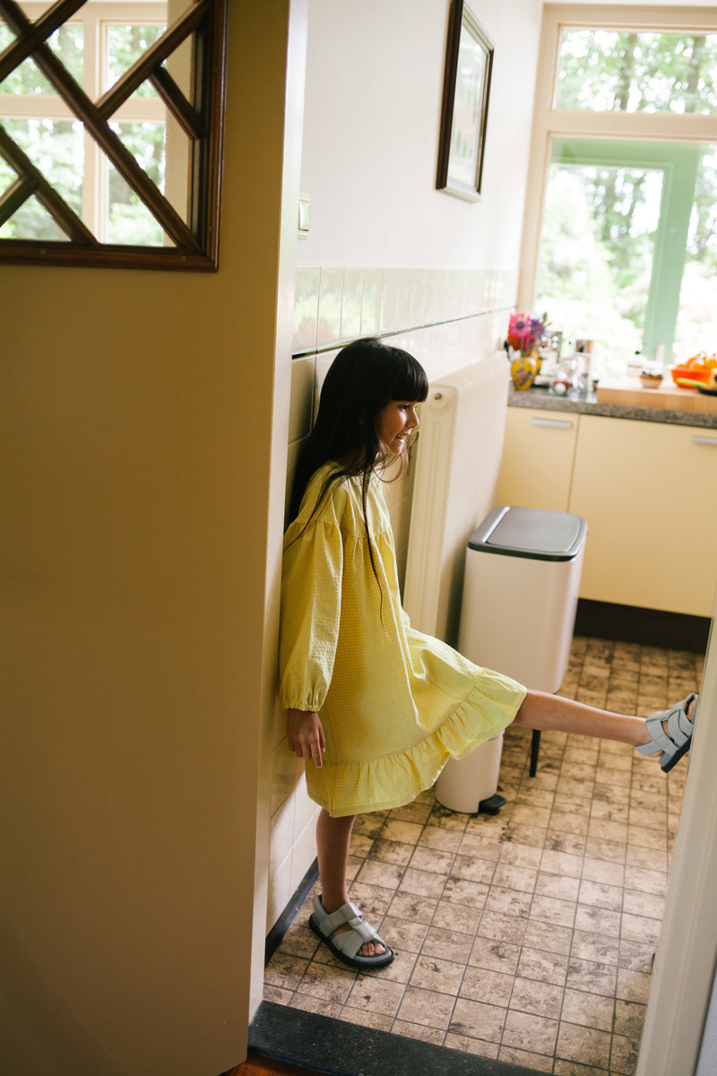 BOLD CHECKED DRESS COZY YELLOW