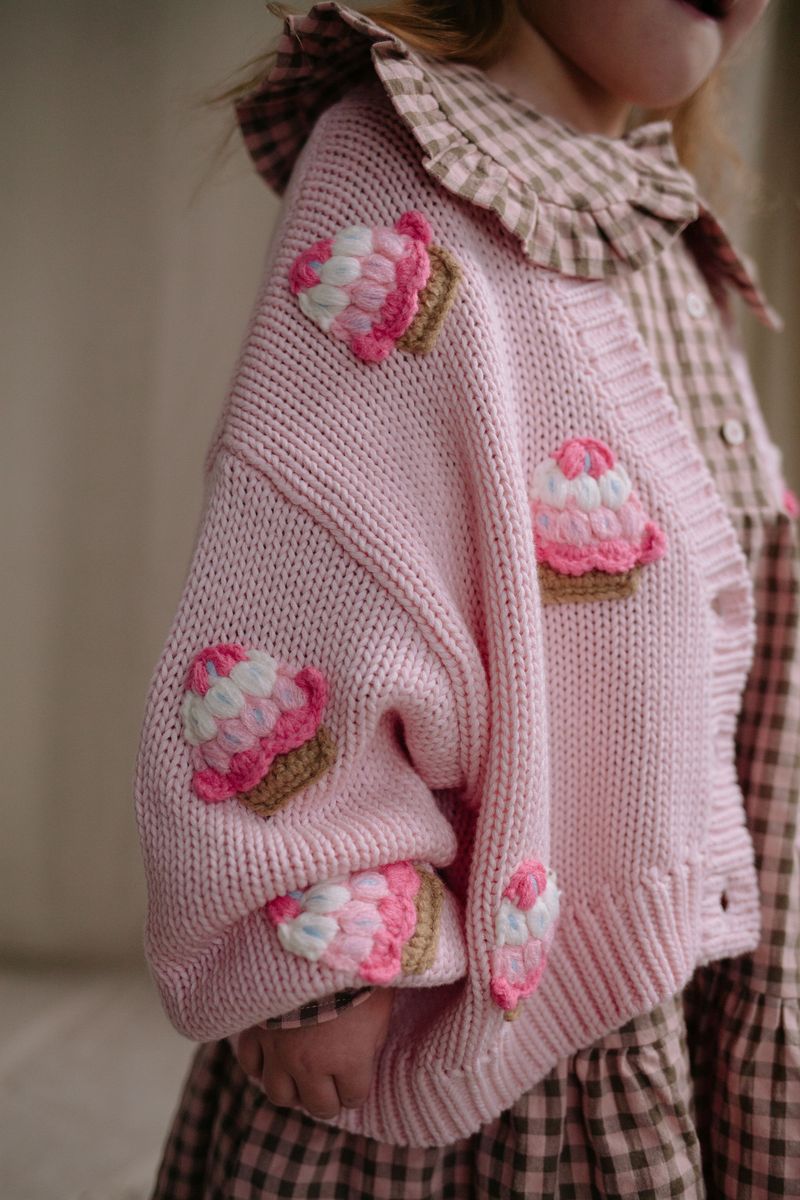 POOKIE CUPCAKE KNITTED CARDIGAN PINK