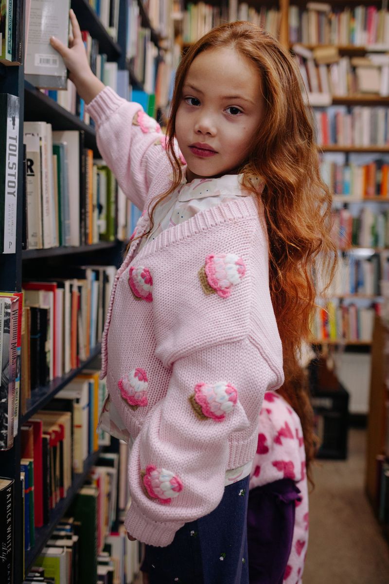 POOKIE CUPCAKE KNITTED CARDIGAN PINK