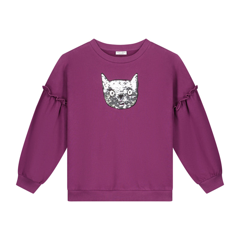 SHIMMER KITTY SWEATER DARK PURPLE