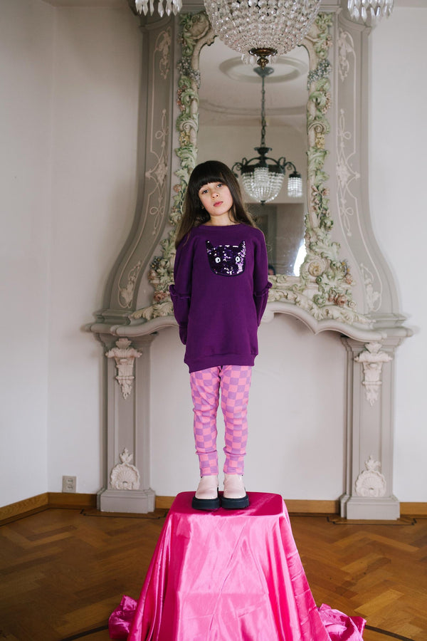 SHIMMER KITTY SWEATER DARK PURPLE