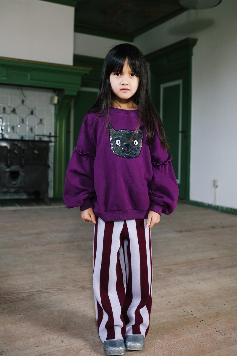 SHIMMER KITTY SWEATER DARK PURPLE