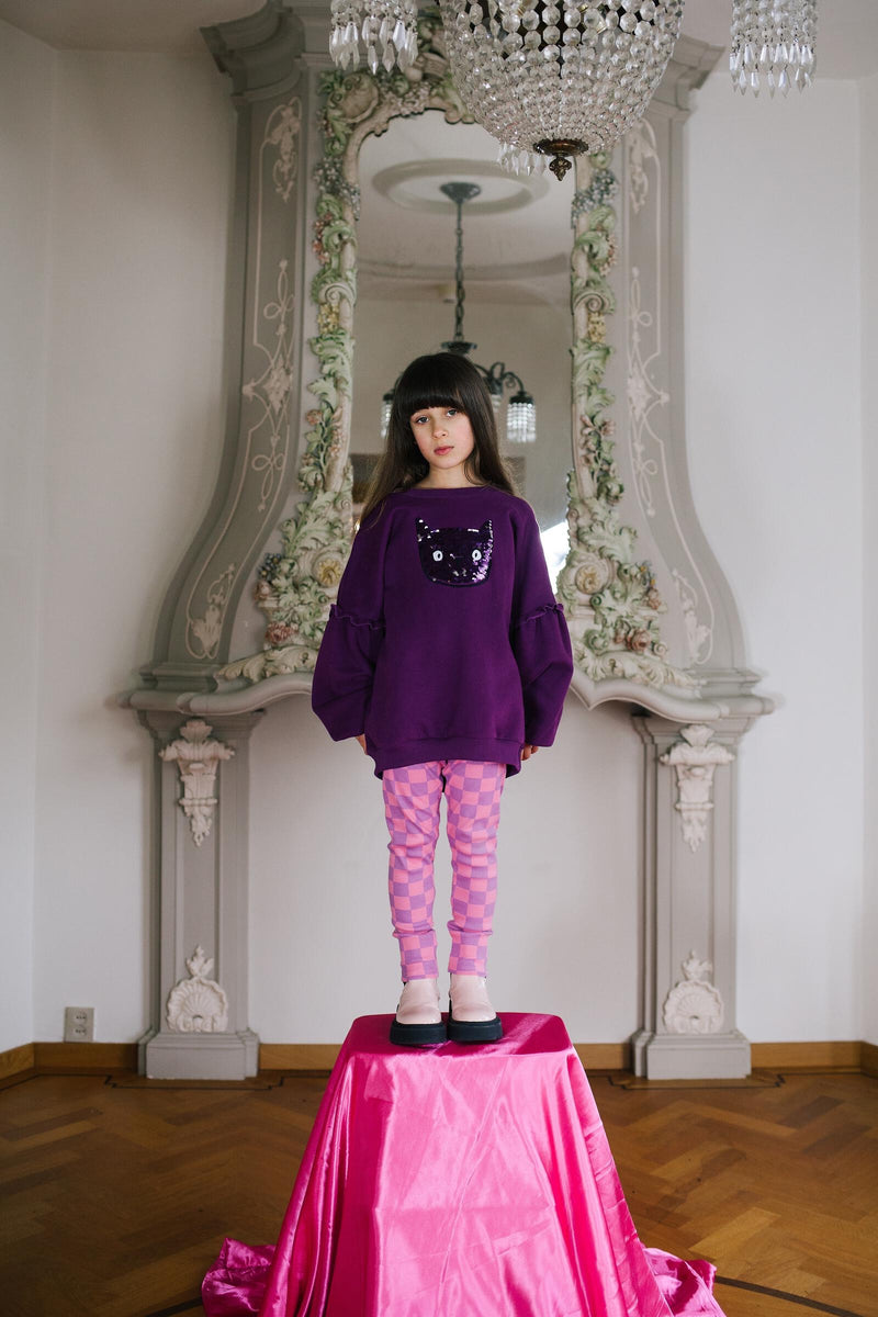 SHIMMER KITTY SWEATER DARK PURPLE