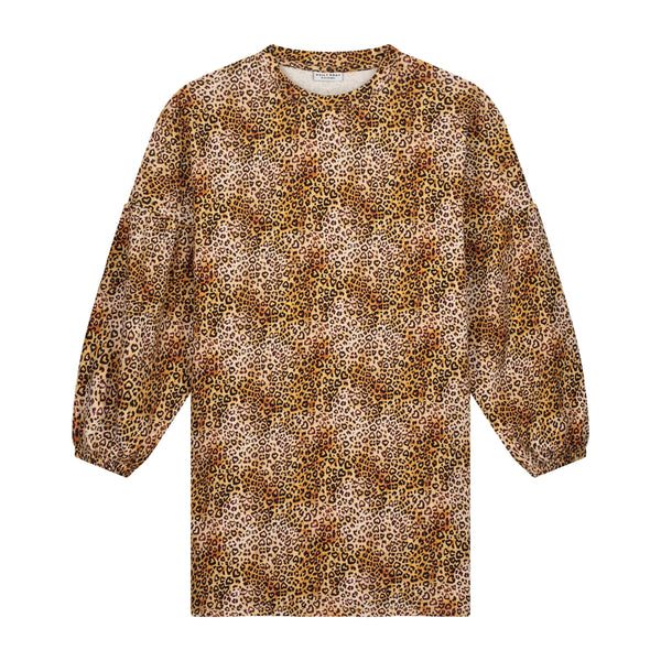 LEOPARD HEART SWEAT DRESS RUFOUS BROWN