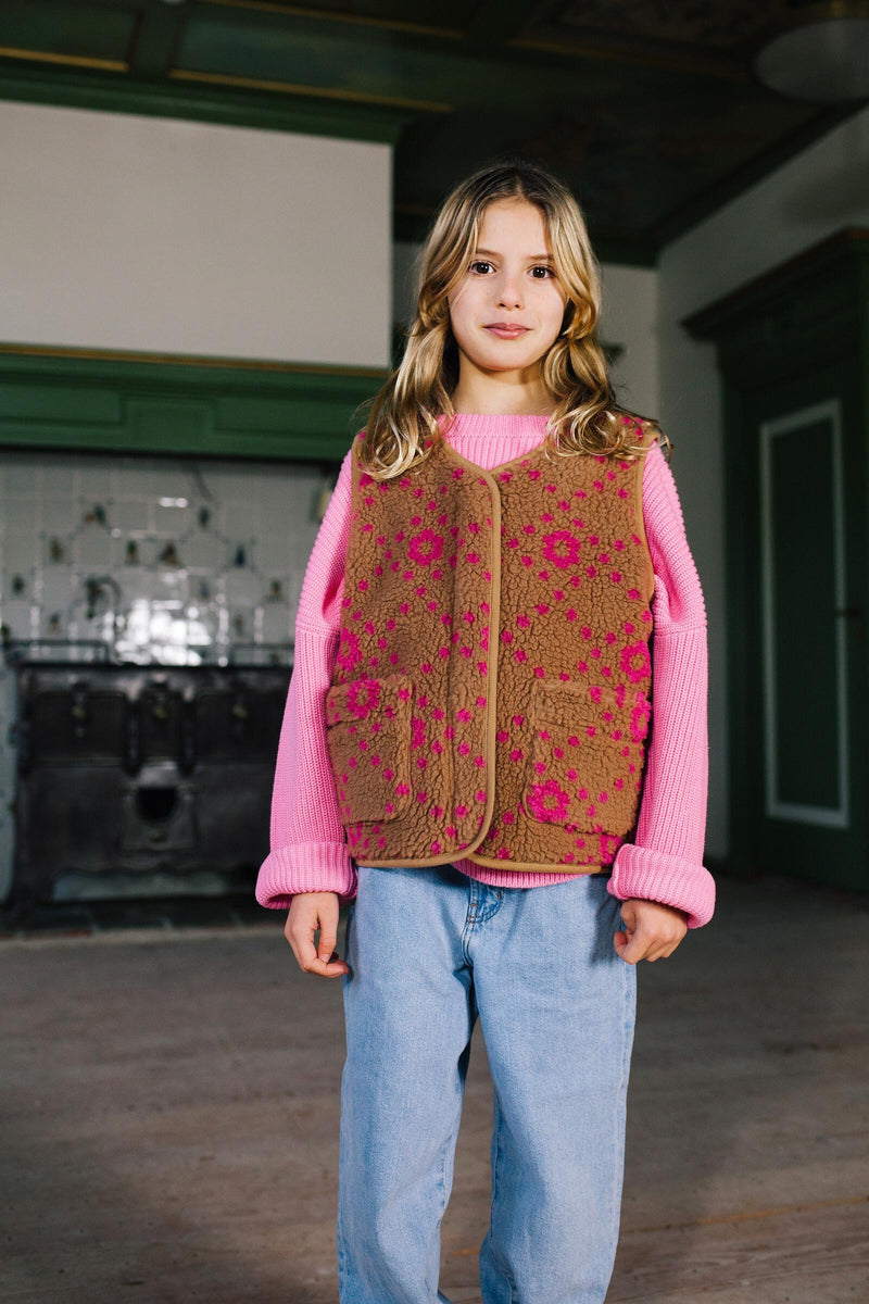 SALLY FLOWER TEDDY VEST DESERT DREAM