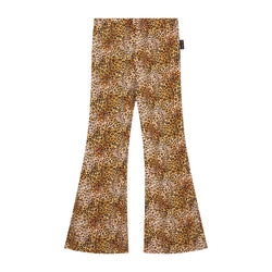 LEOPARD HEART FLARED PANTS RUFOUS BROWN