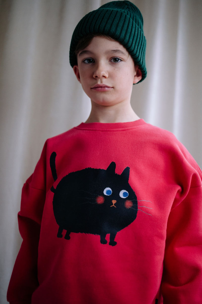 MEOWS-A-LOT SWEATER ROSE RED