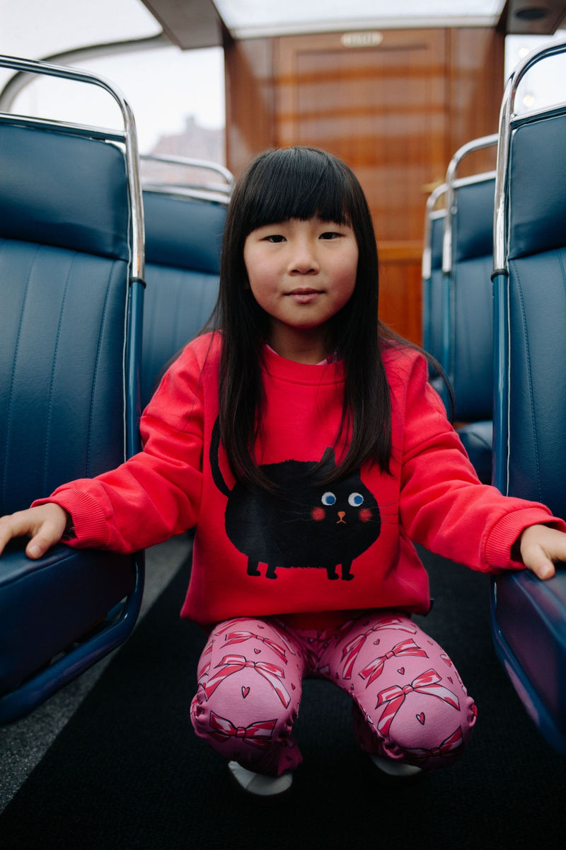 MEOWS-A-LOT SWEATER ROSE RED