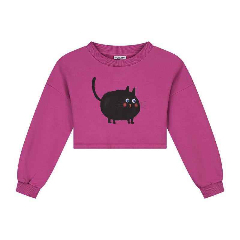 MEOWS-A-LOT CROPPED SWEATER ROSE SORBET