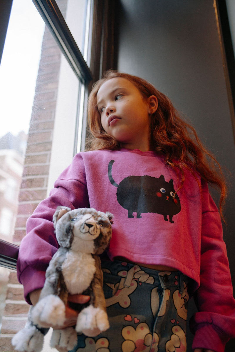 MEOWS-A-LOT CROPPED SWEATER ROSE SORBET