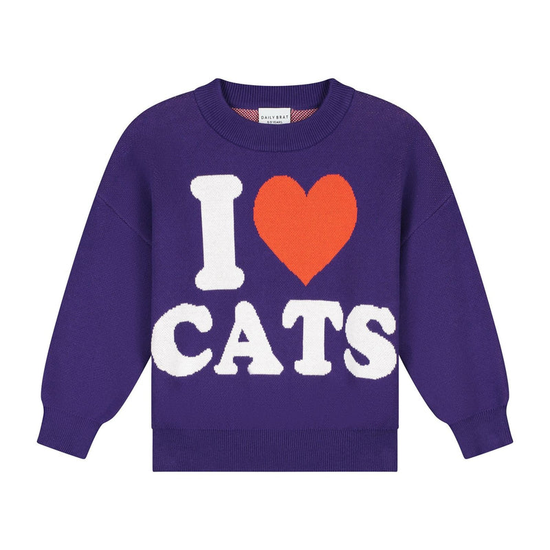 I LOVE CATS KNITTED SWEATER TABBY