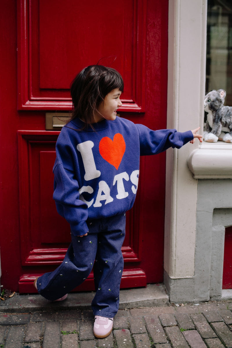 I LOVE CATS KNITTED SWEATER TABBY