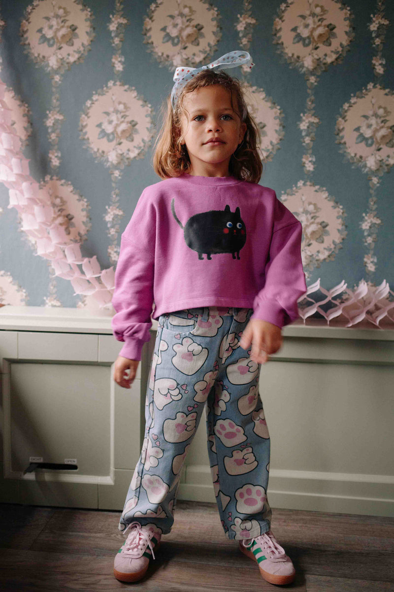 MEOWS-A-LOT CROPPED SWEATER ROSE SORBET