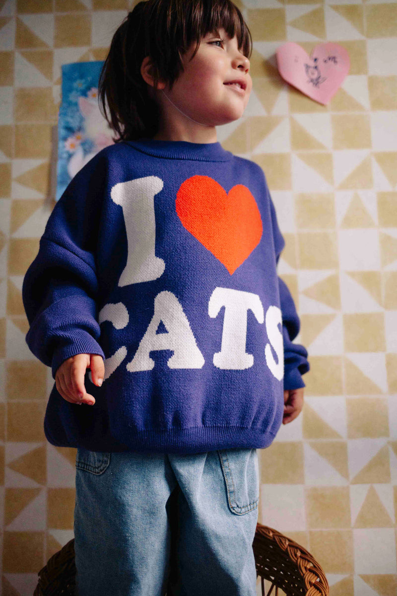 I LOVE CATS KNITTED SWEATER TABBY