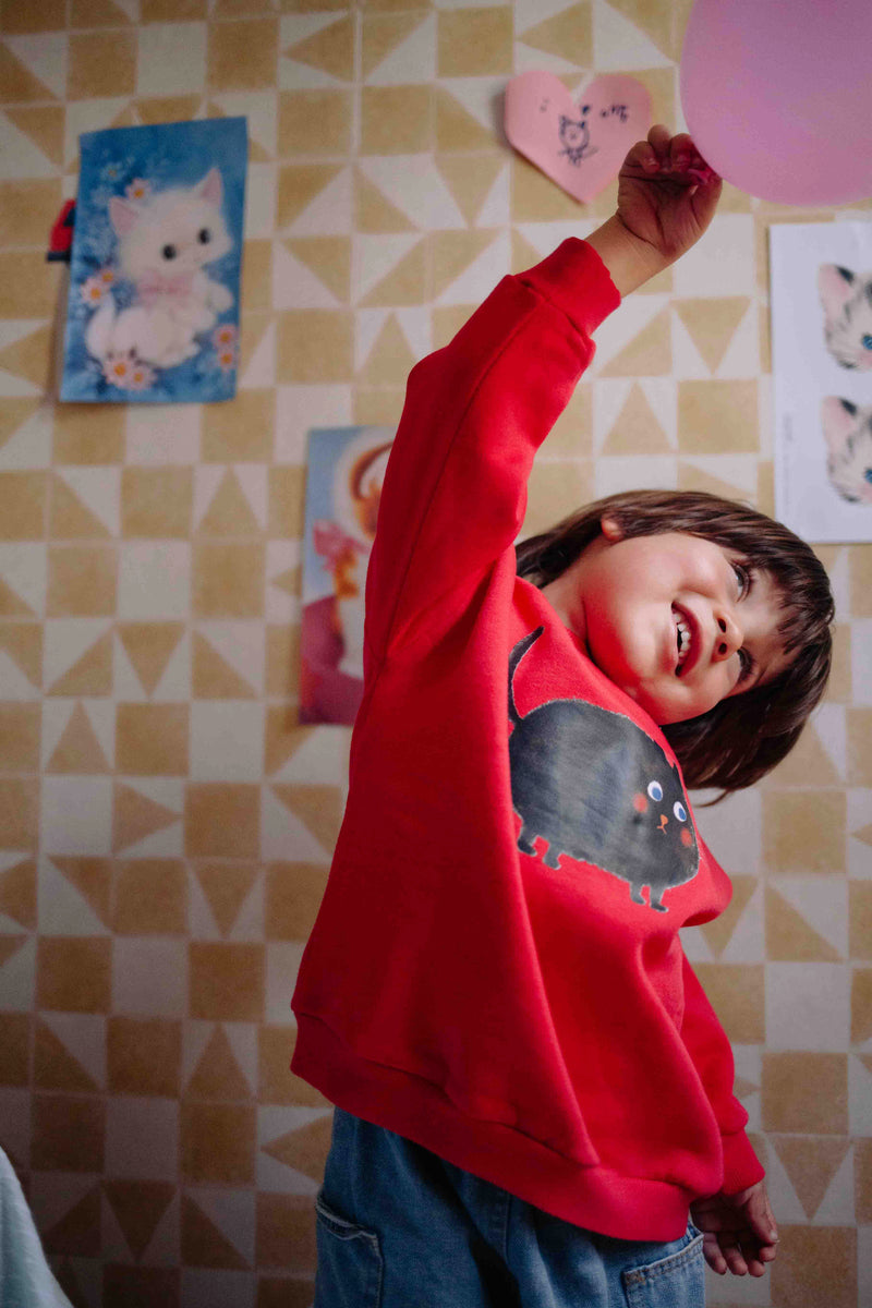 MEOWS-A-LOT SWEATER ROSE RED