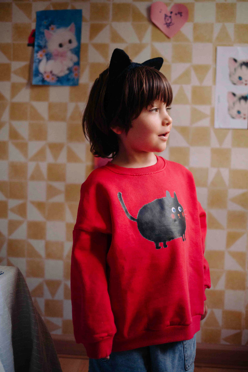 MEOWS-A-LOT SWEATER ROSE RED