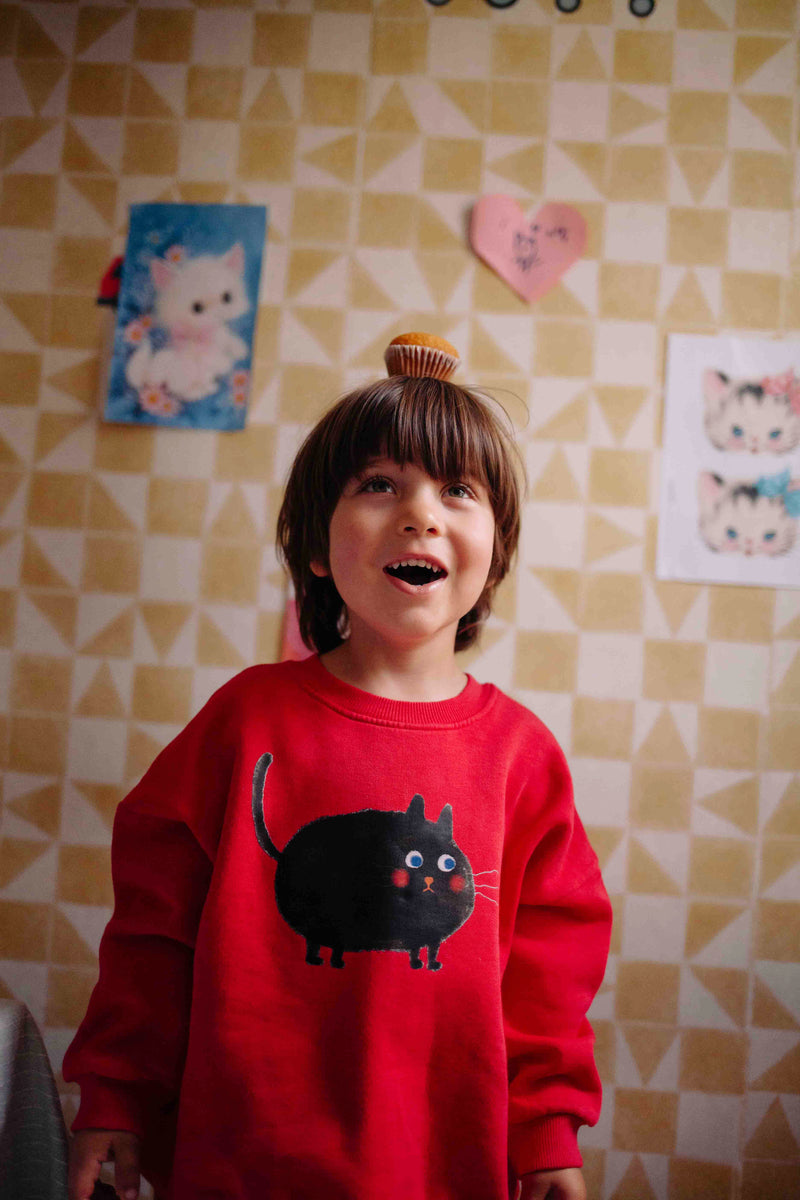 MEOWS-A-LOT SWEATER ROSE RED