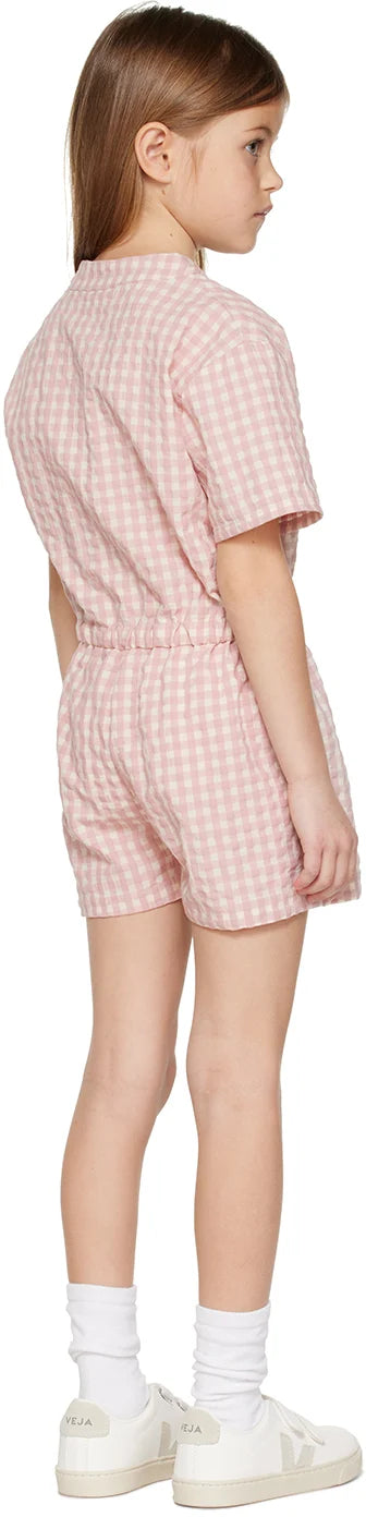 EVY PLAYSUIT CHECK PALE PINK
