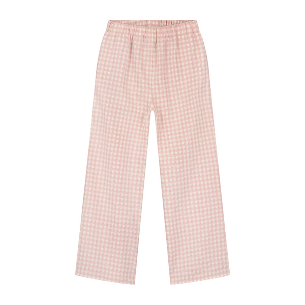 OCEANE CHECKED PANTS PALE PINK