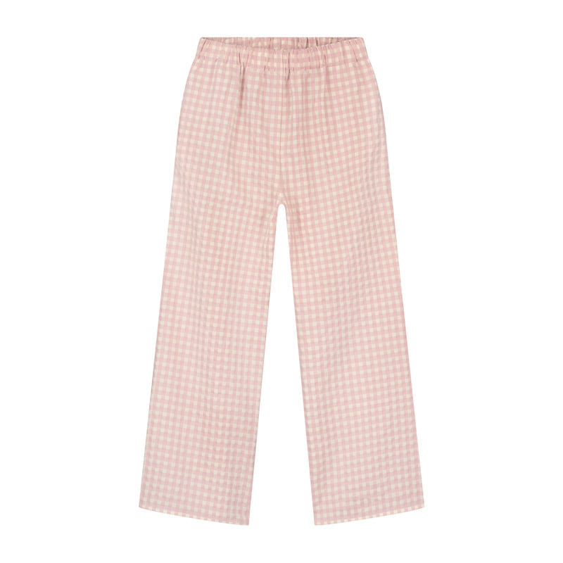 OCEANE CHECKED PANTS PALE PINK